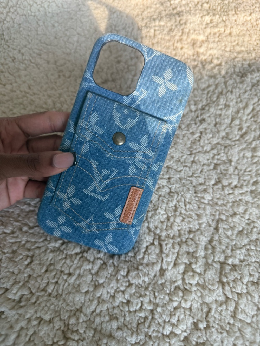 Louis Vuitton Blue Denim Monogram Card Slot iPhone Case 14 Pro Max